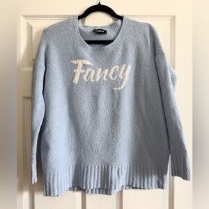 Express Fancy Light Blue Crew Neck Sweater